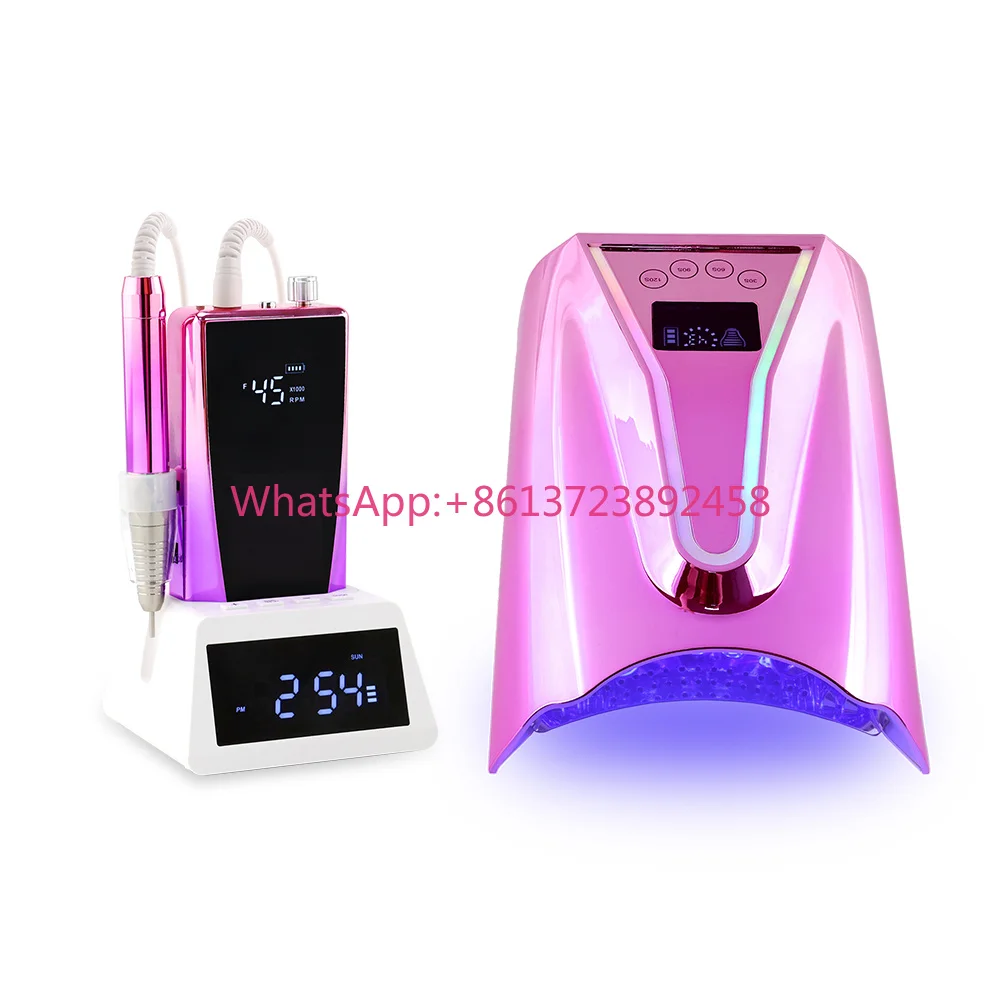 Simei Lamp Nails Powerful Pro Cure 128 Watts Nail Lamp Brand Sun Nail Set Kit With Uv Lamp and 45000Rpm Electric  Drill
