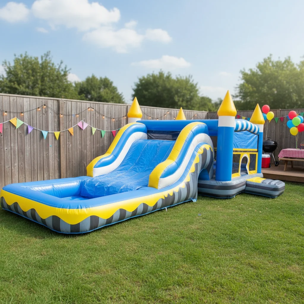 Hot-Selling Blue Inflatable Castle Water Slide Combo Eco-Friendly 30 Persons Capacity Easy Setup PVC Material Bouncy House