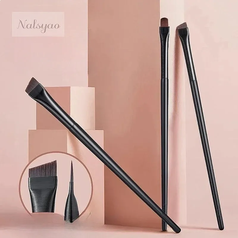 3PCS Eyeliner Eyebrow Contour Makeup Brush Set Super Soft Fiber Comfortable Grip Natural Makeup Application