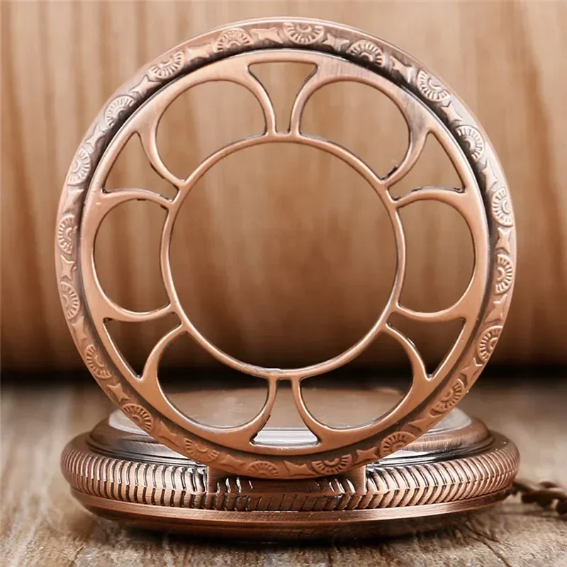 Vintage Hollow Out Pumpkin Mens Womens Auto Mechanical Pocket Watches Roman Number Dial Pendant Chain Skeleton Clock Gift