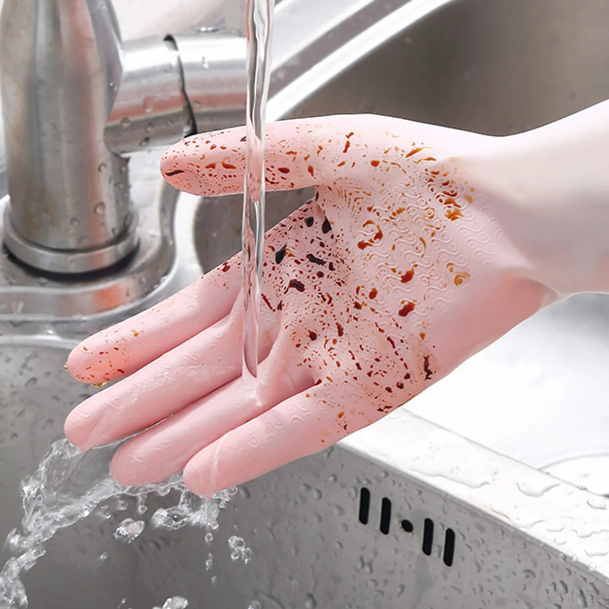 1Pair Silicone Cleaning Gloves Dishwashing Cleaning Gloves Scrubber Dish Washing Sponge Rubber Gloves Cleaning Tools