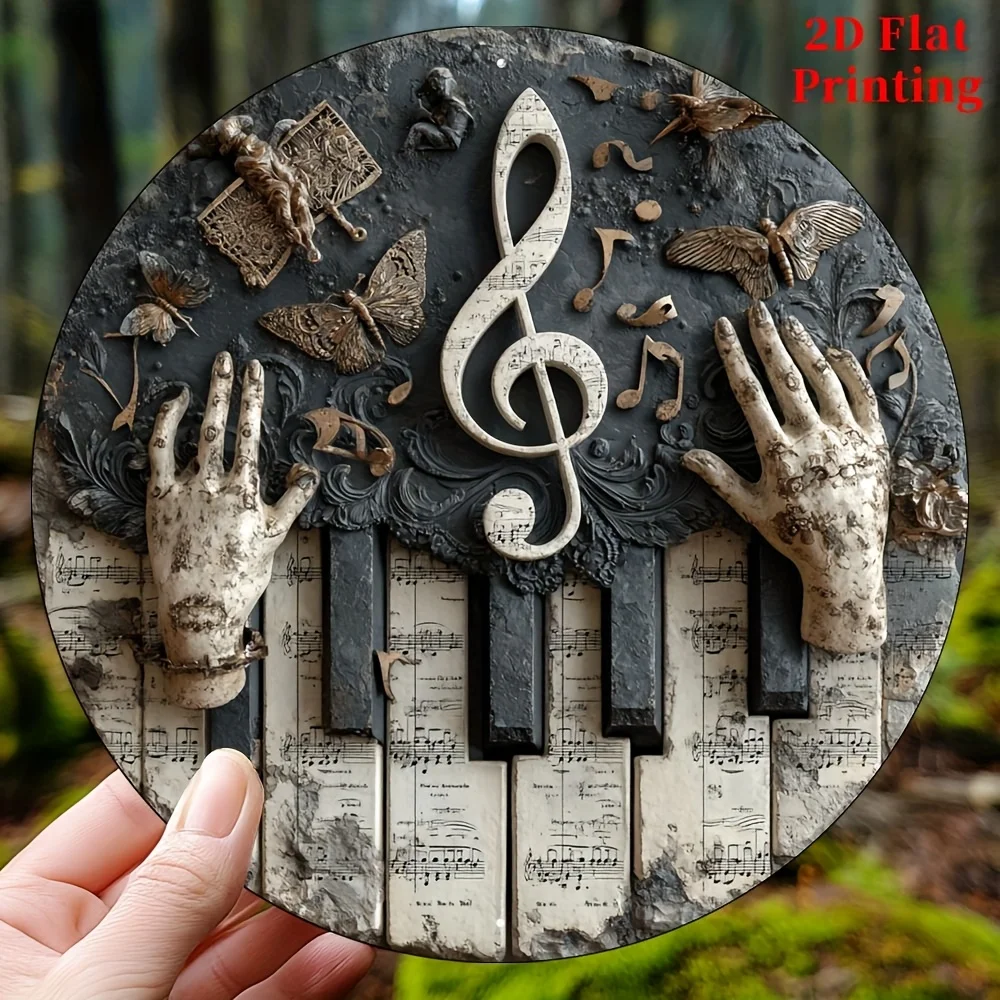 CIFBUY Boho Piano Key Aluminum Wall Art Waterproof Rustproof Metal Decor for Home Kitchen Office Yard Farmhouse
