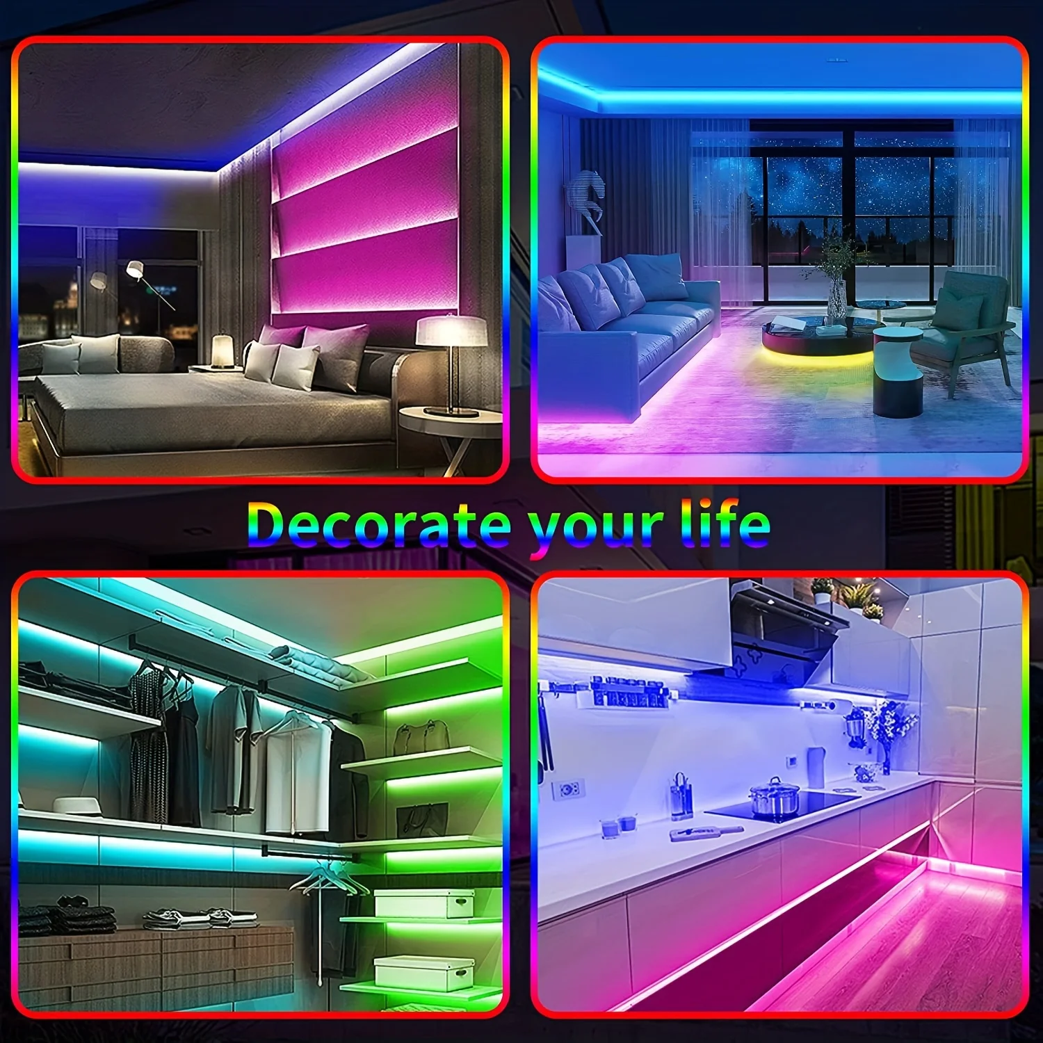 Bande lumineuse LED intelligente avec télécommande, ensemble d'éclairage décoratif, prise USB, 24 touches, contrôle par application, RVB 5050