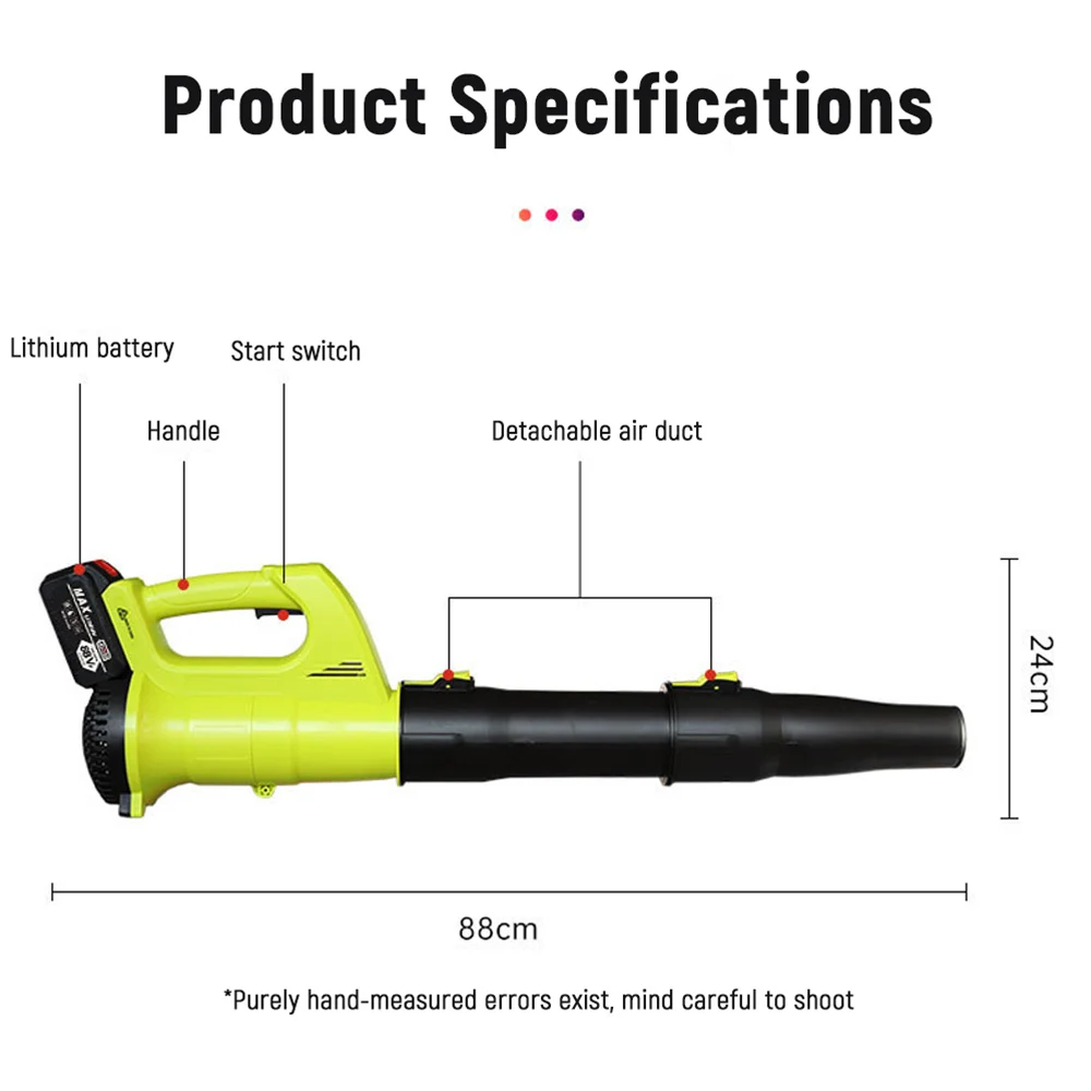 21 В Беспроводная воздуходувка для листьев, электрическая турбонагнетатель с питанием от аккумулятора, многофункциональная пылеуловитель, снегоочиститель для газона, сада, подъездной дороги