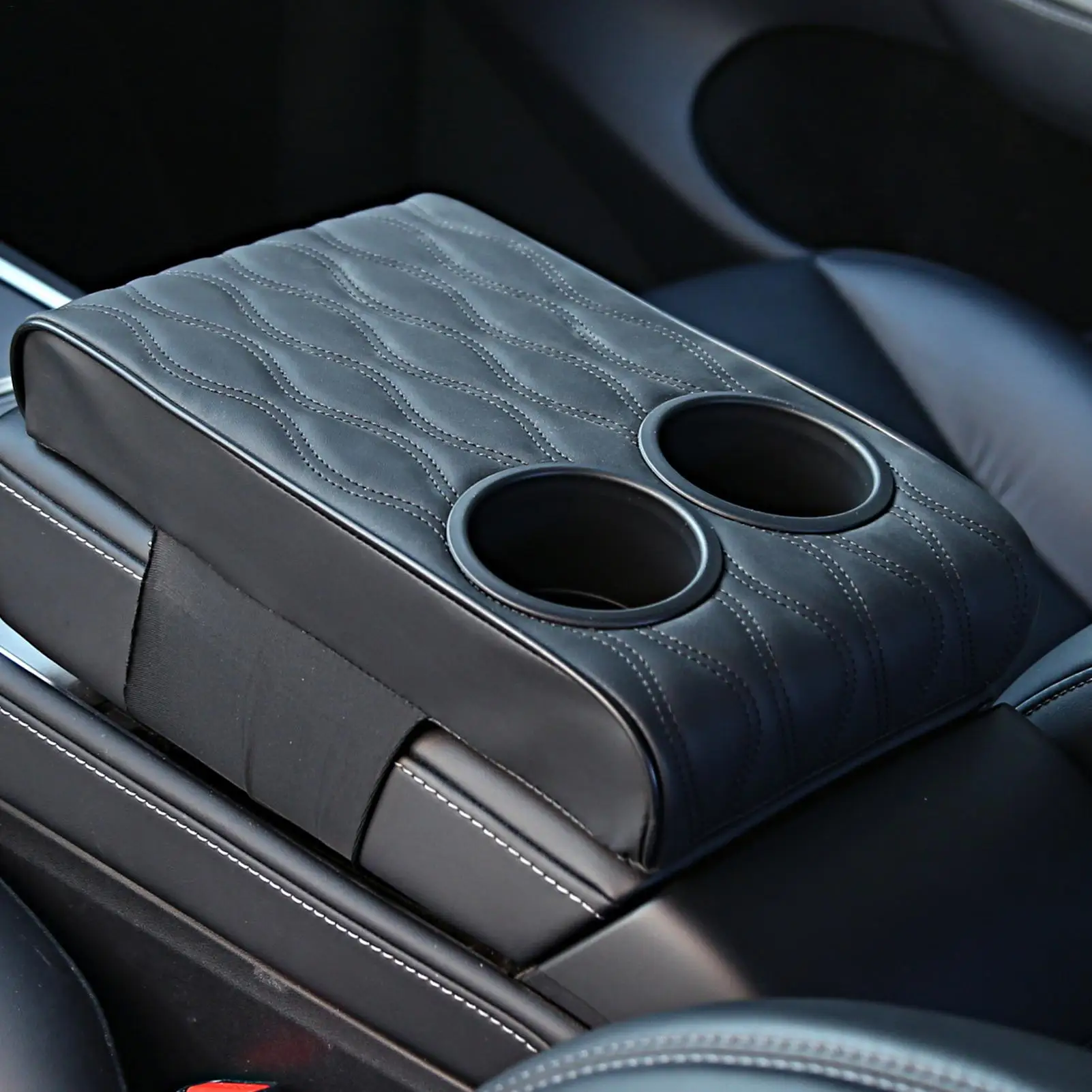 

Car Armrest Pad Multi-functional Double Cup Holder Decor Car Central Armrest Box Cover For Automotive Vehicle Indoor Outdoor