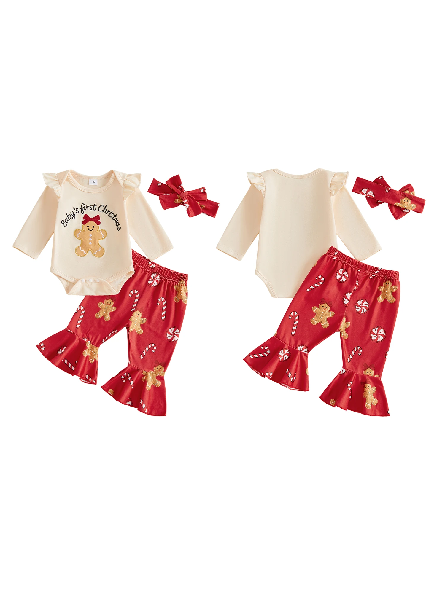 Outfit Gingerbread Man Romper Flare Gingerbread Christmas Outfit Flare Pants Girl Christmas Christmas Outfit Gingerbread Baby