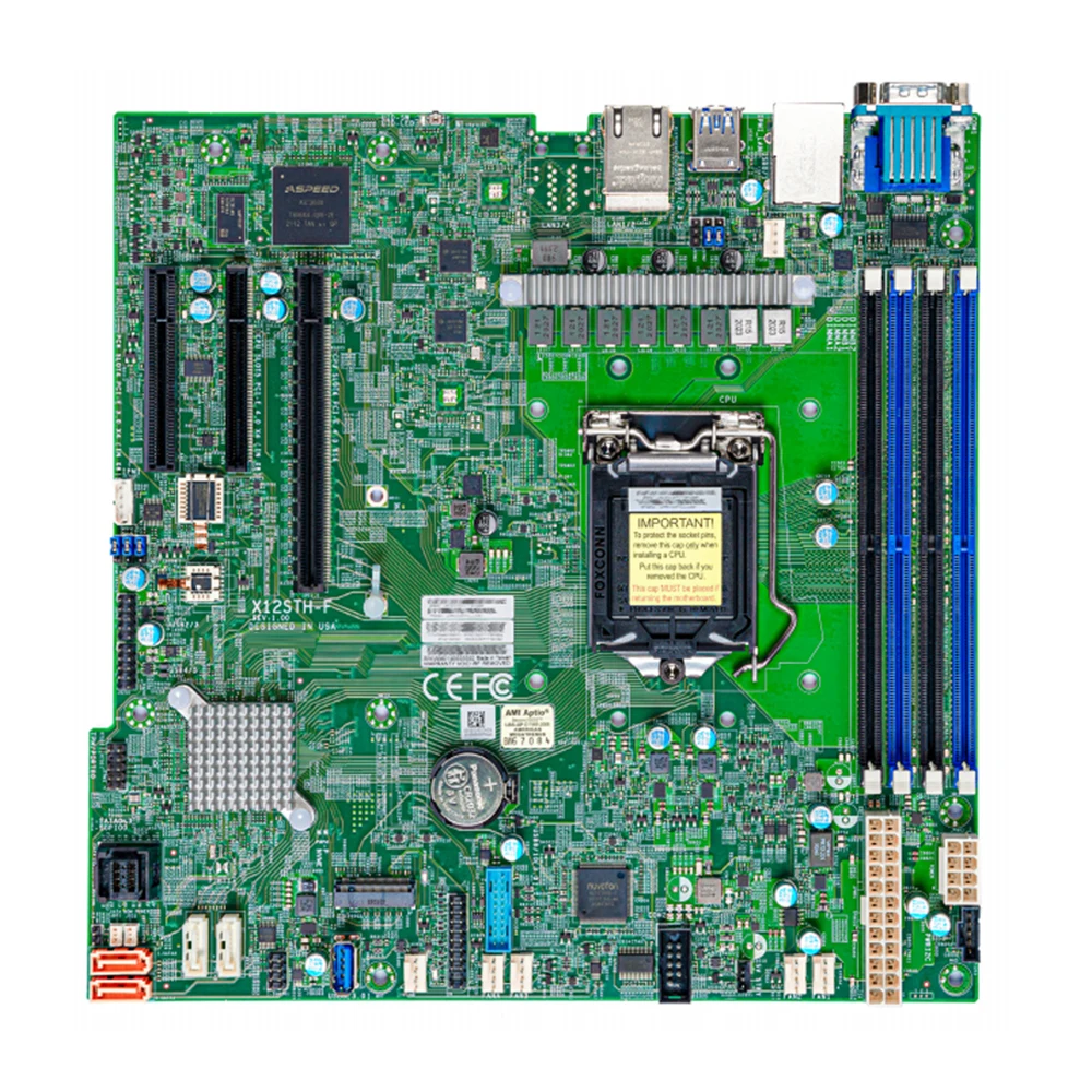 X12STH-F LGA-1200 M-ATX 128GB DDR4-3200MHz C256 8XSATA 3 للوحة الأم لخادم Supermicro