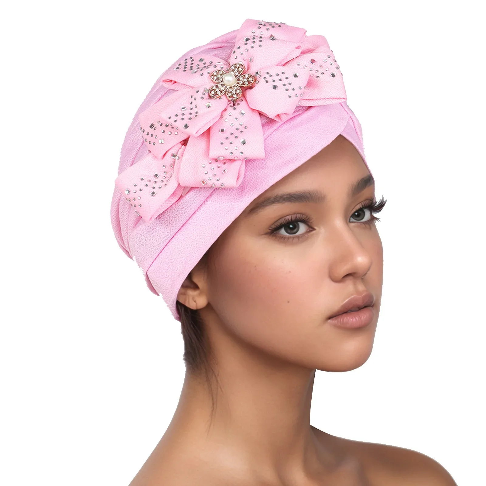 

Новый мусульманский хиджаб, шляпа с цветочным принтом, шапочки, женская шапка для химиотерапии, платок от выпадения волос, головной убор со стразами, тюрбан, индийский тюрбан Mujer