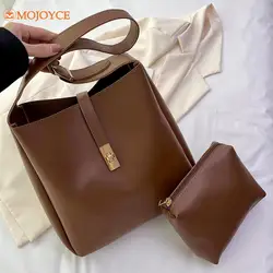 Retro PU Leather Crossbody Bags Women's Solid Color Commuting Tote Handbag Large Capacity Versatile Underarm Bag with Coin Purse