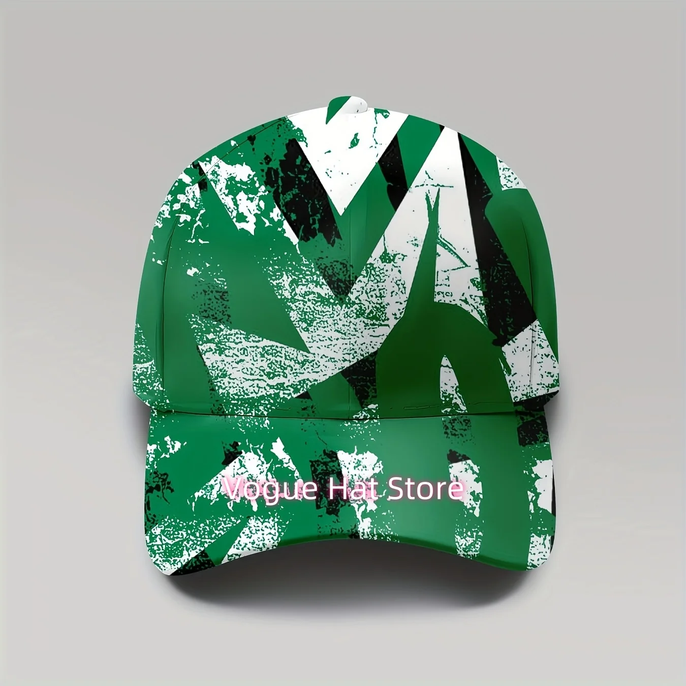 1pc Men's & Women's Abstract Green Camo Baseball Cap - -Style All-Over Print (British-Inspired Shamrock), Adjustable Snapback, &