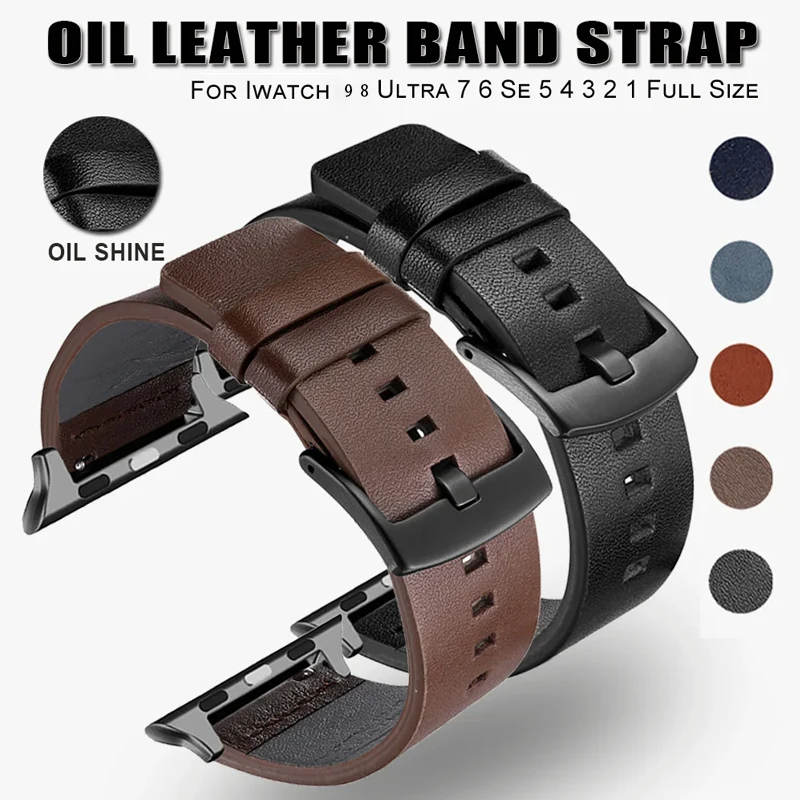 Leather Band Strap for Apple Watch Ultra 2 Band 49mm 9 8 7 45mm 41mm High Quality for IWatch Series 6 SE 5 4 44mm 40mm Correa