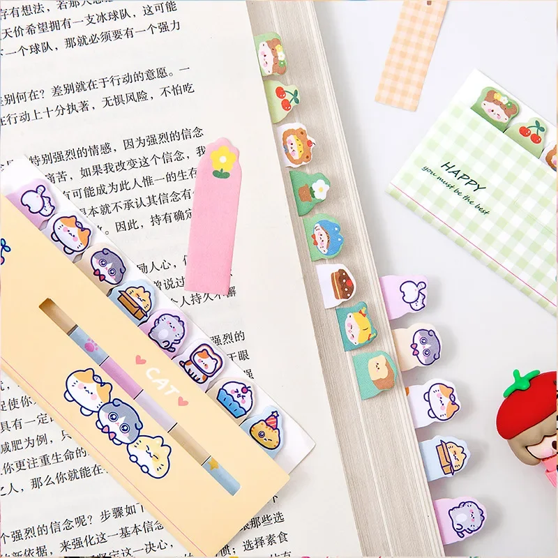 120 fogli Cartoon Animal Marker nota adesiva per diario Scrapbooking etichetta adesivi di carta messaggio fai da te Kawaii forniture fisse