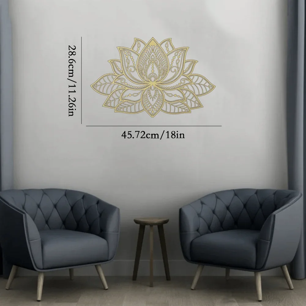 Iwa Motif Radiant Mandala Metal Wall Embellishment Lotus Bloom Peaceful Room Decor Bohemian Zen Patio Trimming Gift for Home