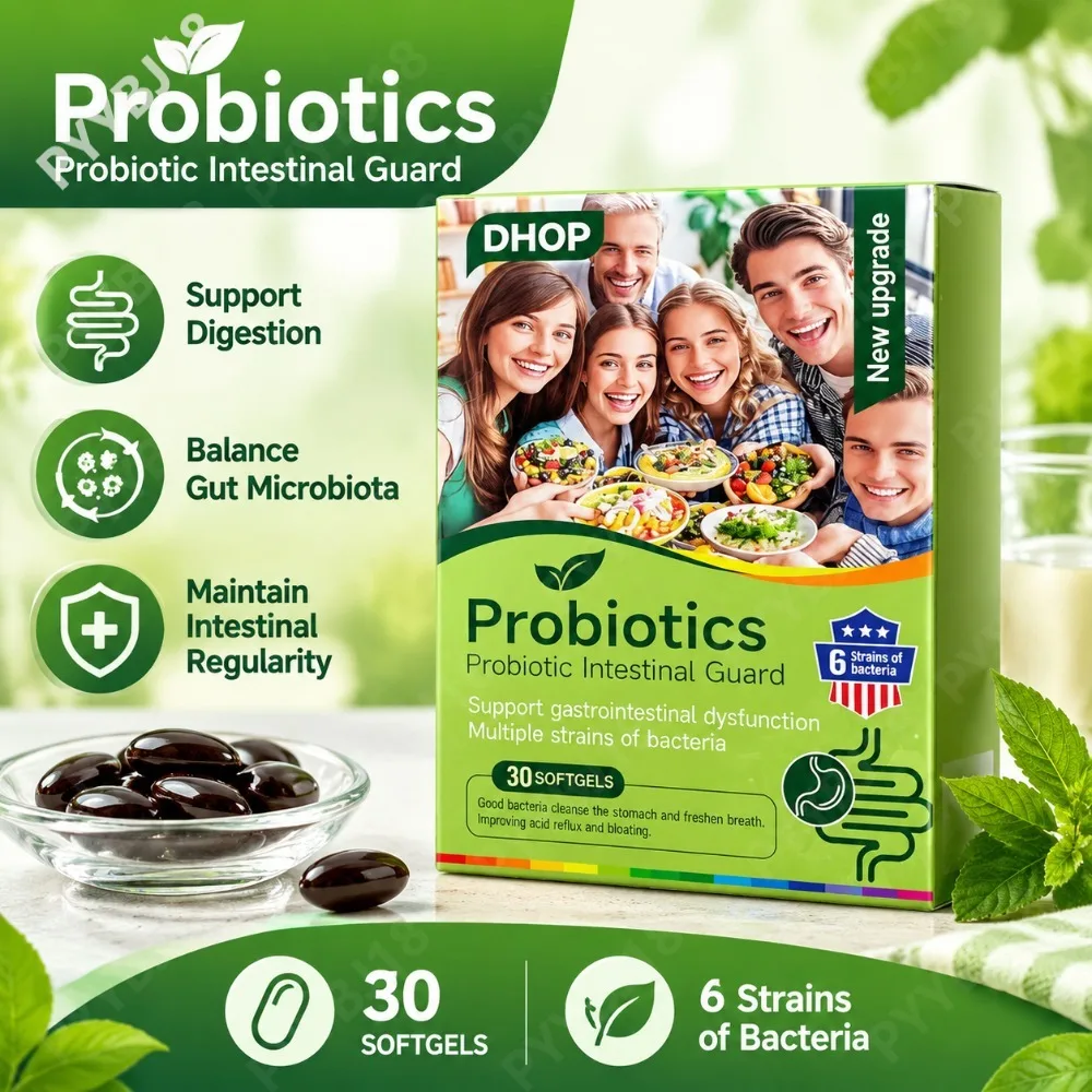 DHOP Probiotics Intestinal Guard Softgels Support Digestive Wellness Balance of Gut Microbiota 240 Billion CFU 6 Strains 30Count