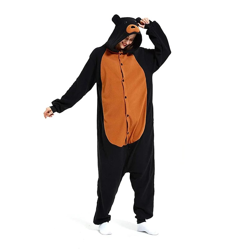 Cartoon Onesies Bear Cosplay Costume Women Pajamas for Halloween Chirstmas Animal Kigurumi Full Body Pijama Couples Homewear