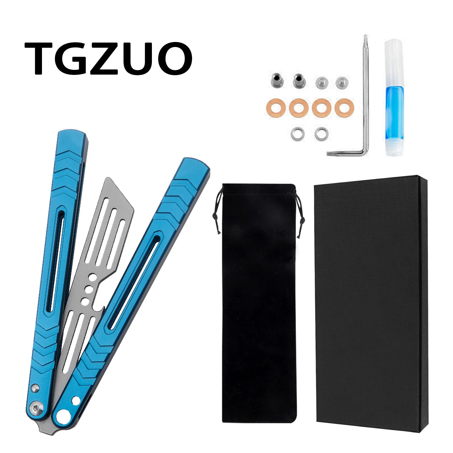 TGZUO Barison Beginner Aluminum Alloy Handle Training Secure Without Cutting Edge Blade Portable Outdoor Safety Practice Blue