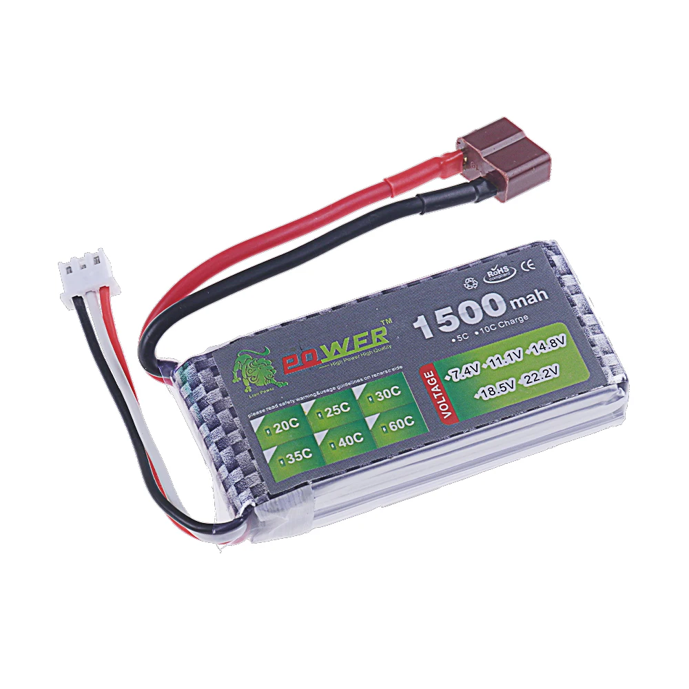 7.4V LIPO Battery 2s 1500MAH 1800mah 45C Battery for RC Drone Helicopter Car FPV Boat Parts With T JST XT30 XT60 Plug For 144001