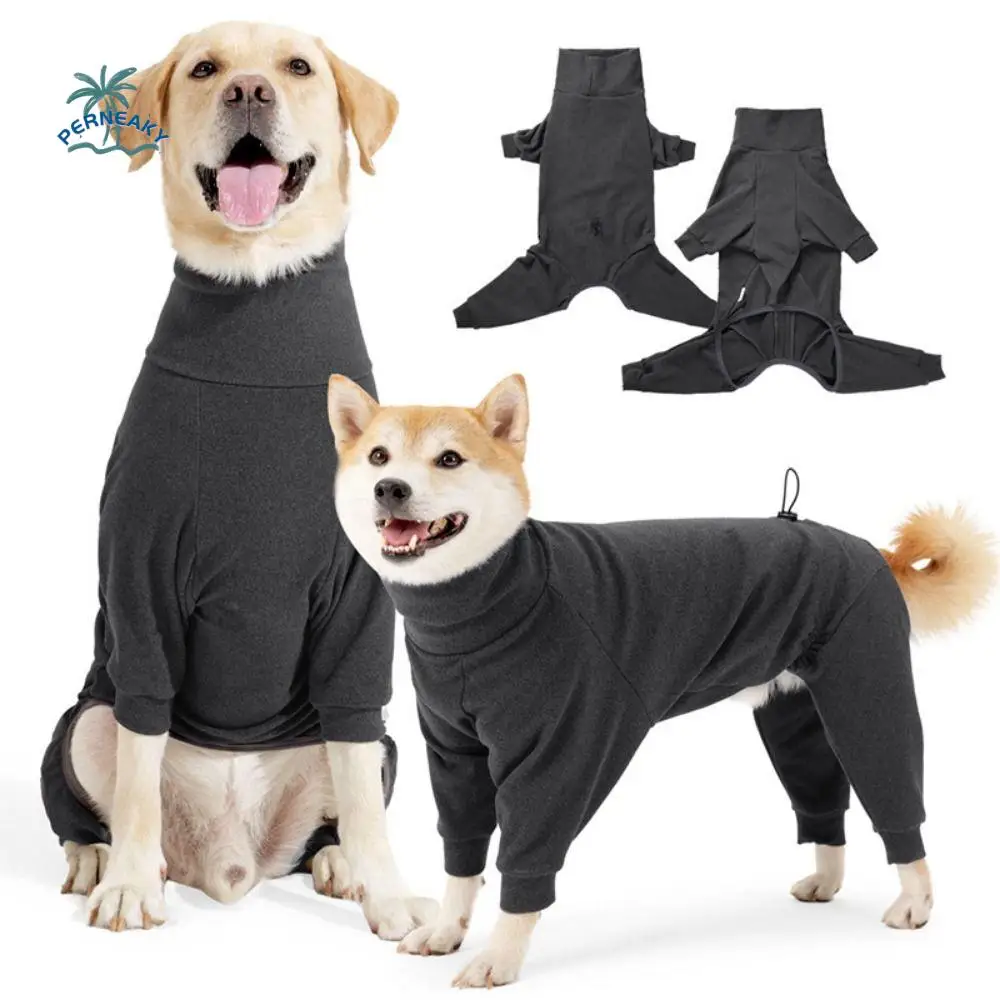 

High Collar Dog Overalls Jumpsuit Windproof Soft 4-Legged Dog Pajamas Polyester Warm Dog Calming Pajama for Dogs Puppy