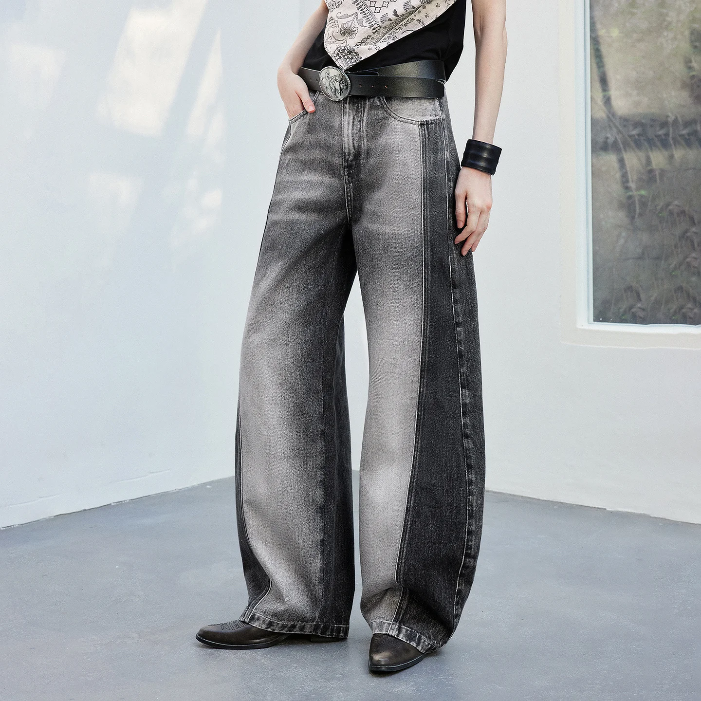 TOYOUTH Women Jeans 2026 Summer New Deconstruction Split Line Wasteland Distressed Retro Workwear High Waist Curved Knife Pants