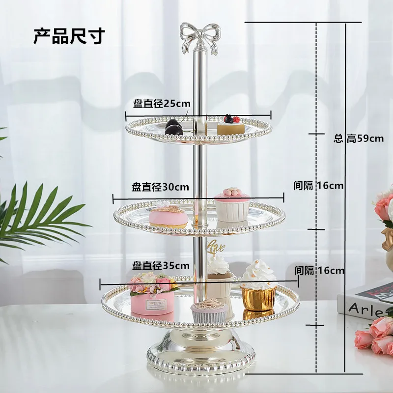 European dessert table set, metal snack plate, afternoon tea snack rack, covered cold meal display tray.