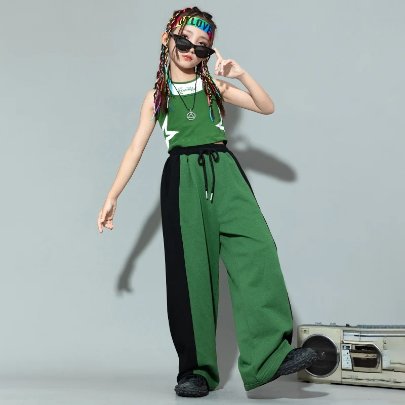 New Jazz Dance Girls Kids Clothing Children Vest Pants Suit Hip-hop Street Dance Clothes Suit Catwalk Show Costumes DQL9883 image 3