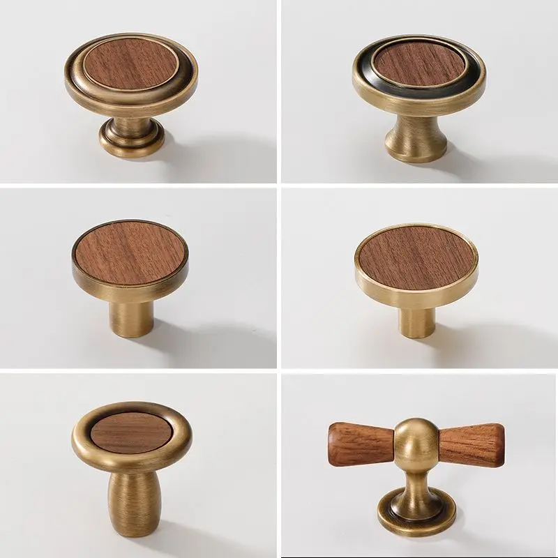 

2 шт., винтажная ручка из орехового дерева, ручка для дверцы шкафа, ящика, круглая шаровая маленькая ручка, фурнитура, аксессуары