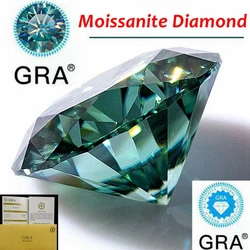 Certified Blue Green Moissanites Round Excellent Cut Material Moissanites Loose Stone For Jewelry