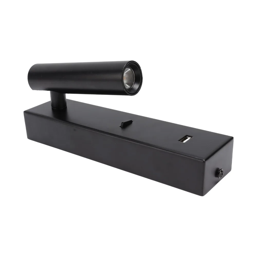 Stylish 3W LED Wall Light AC 85-265V with Switch and USB Port Wall Sconce Adjustable Aluminium Alloy Wall Mounted Light Indoor