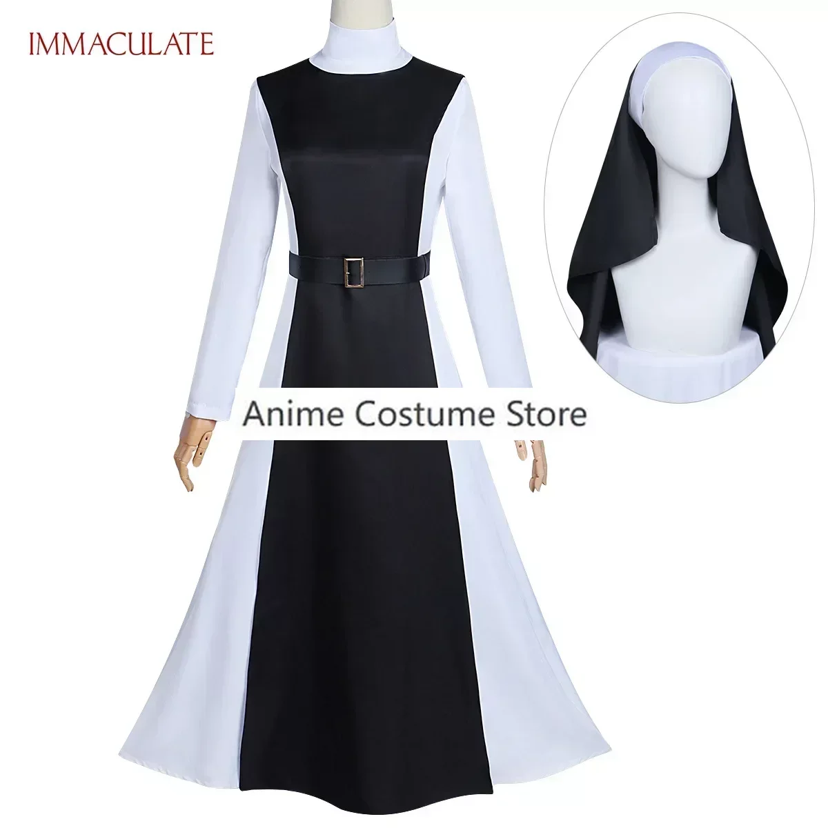 Movie Immaculate Costume Headgear Cecilia Cosplay Costume Fantasy Nun Dress Suits New Listing