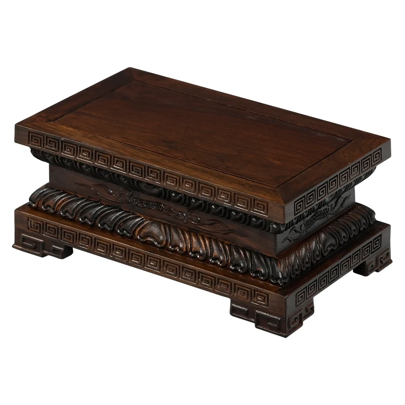 

Buddha statue base offering heightened red solid wood carving square Guanyin Bodhisattva High Quality