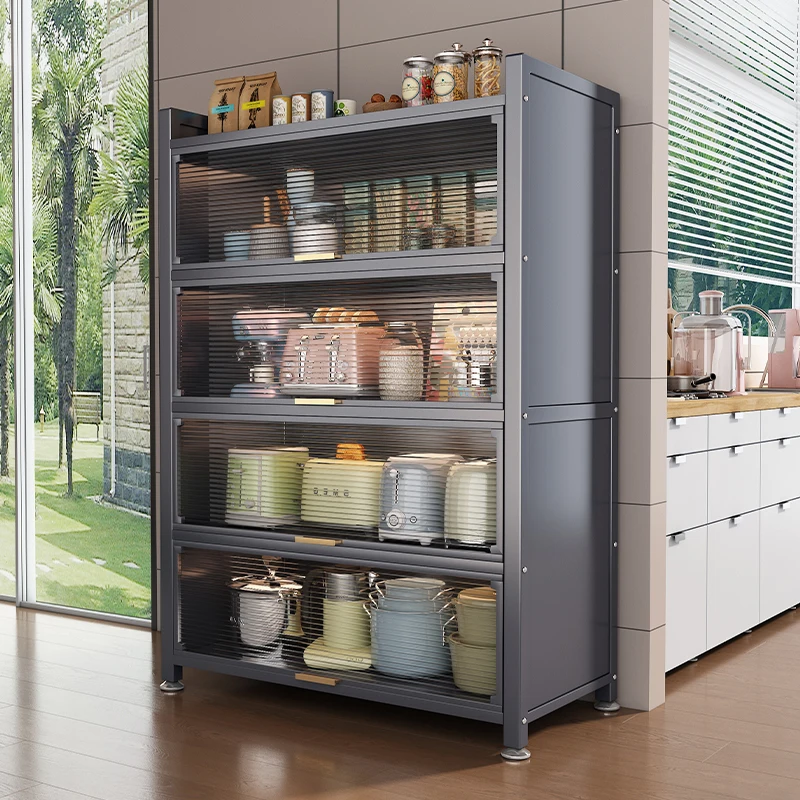 Modern kitchen storage cabinet floor standing multilayer dustproof microwave oven home door multifunctional cabinet