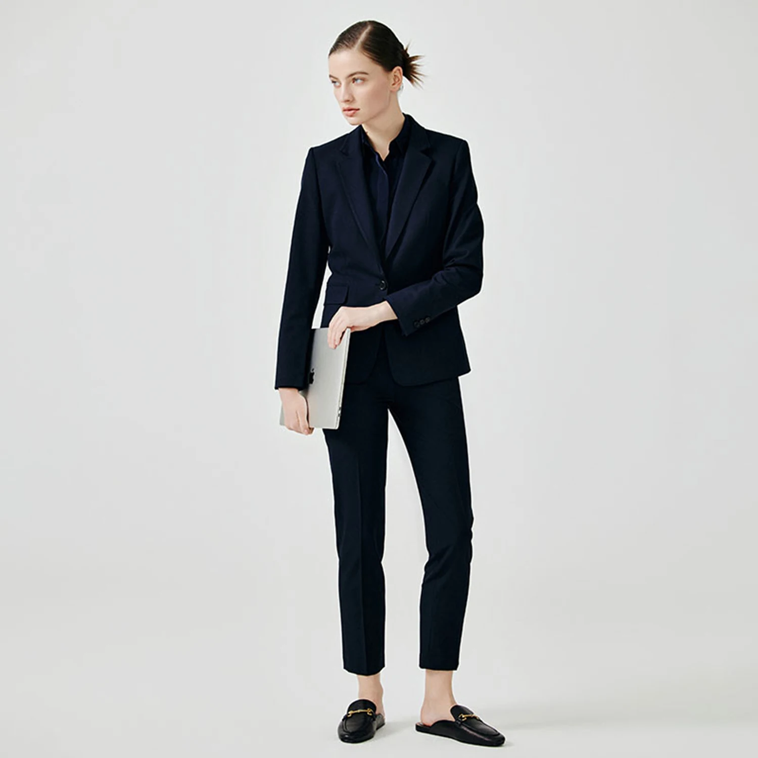 Allingentle Peak Lapel Blazer Women's 2 Piece Set Regular Fit Fashion Women Pantsuit Set for Business Office Outfits Customize