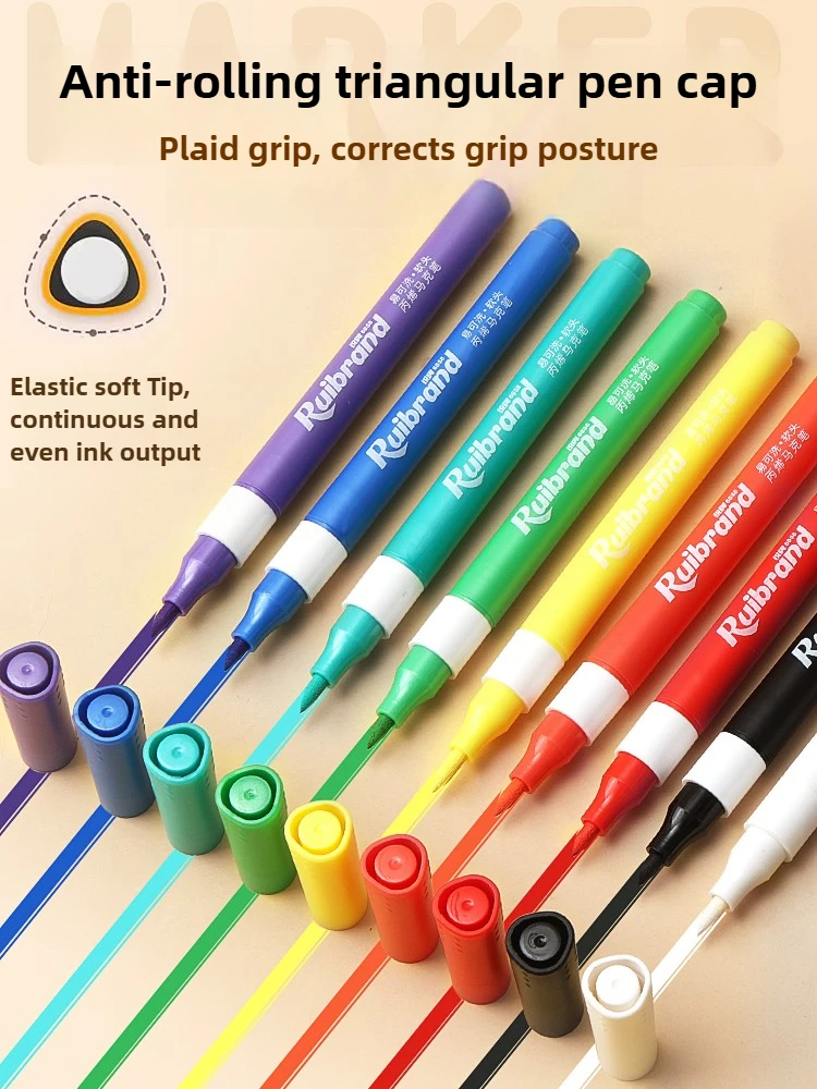 DIY Acrylic Marker 24/36/48/60 Colors Painting Graffiti Puzzle Toy Safe Watercolor Pen Triangle Rod Pastel Pencil Toys Set Gifts