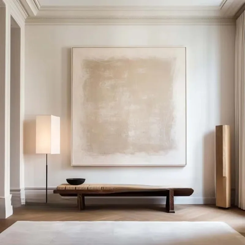 

Бежевая картина ручной работы на холсте с крупной текстурой, декор для дома и гостиной