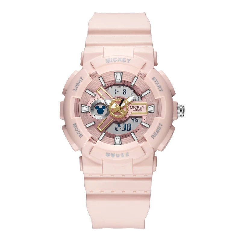 

Disney Micky Mouse 50M Dual Display Clock Multifunction Luminous Ladies Digital Quartz Wrist Watches Women Child New Gift