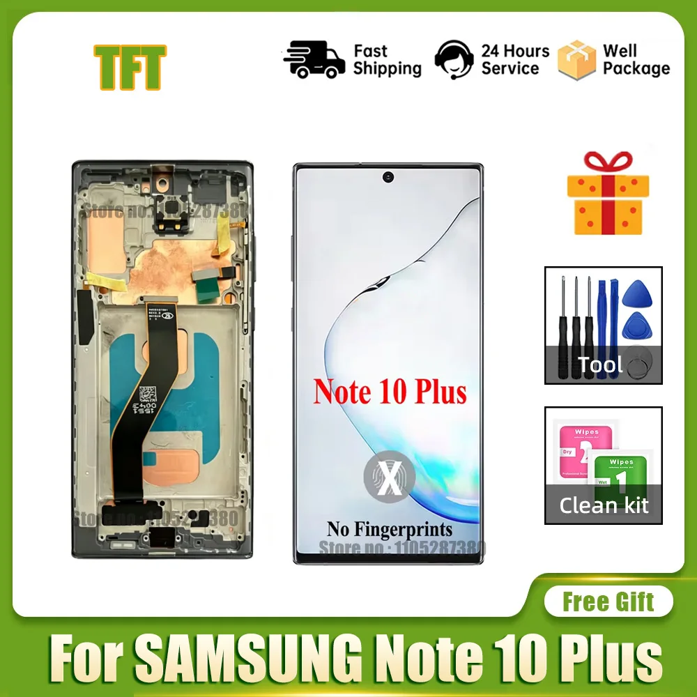 TFT For Samsung Note 10 Plus LCD Display Touch Screen Digitizer Assembly Note10+ SM-N975F, SM-N975U, SM-N9750 Display with Frame