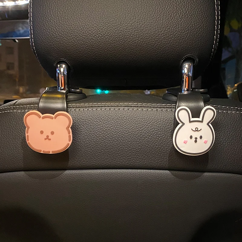 الكرتون الدب مقعد السيارة الخلفي السنانير تخزين مسند الرأس المنظم شماعات لحقيبة اليد سيارة الديكور car accessories car back seat organizer
