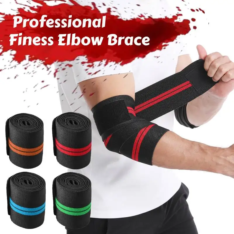 1PC 100cm Long Wrap Elbow Strap Bandage Weight Lifting Breathable Elbow Support Strap for Weightlifting Bench Press