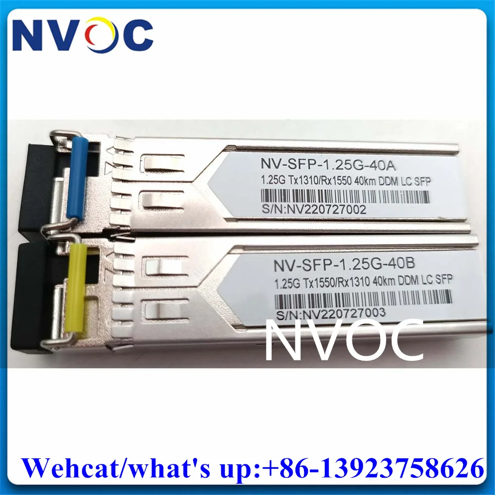 2Pairs 1.25G LC SFP 40KM,Gigabit BIDI 40Km Tx1310/Rx1550nm Connector DOM Transceiver Compatible Cisco/Mikrotik Switch