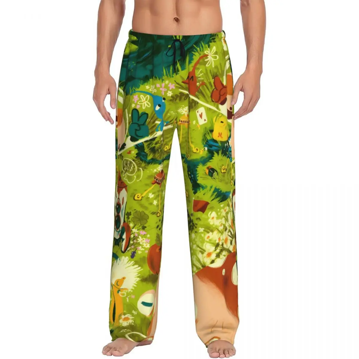 

Custom P-Pikmins Pajama Pants Men Cute Anime Lounge Sleep Drawstring Sleepwear Bottoms with Pockets