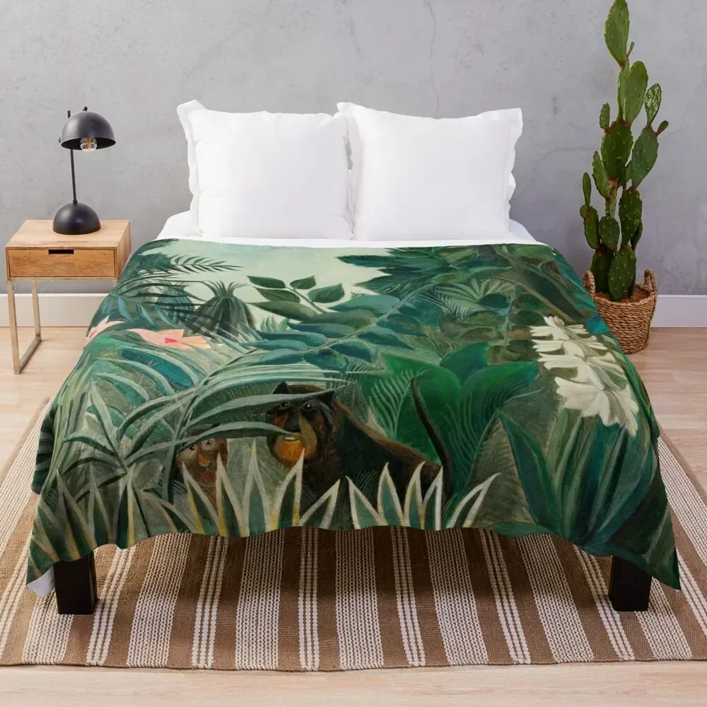 The Equatorial Jungle - Henri Rousseau Throw Blanket Loose Blankets For Sofas Flannel Blankets