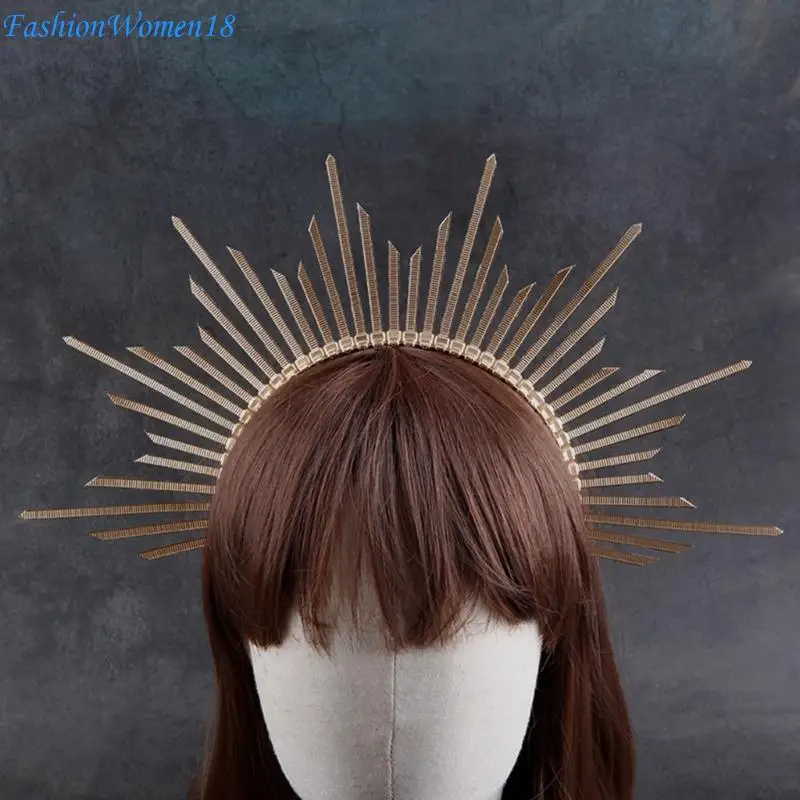

Queen Crown Headband Star Hairband Female Headpiece Elegant Baroque Headpiece 57BD
