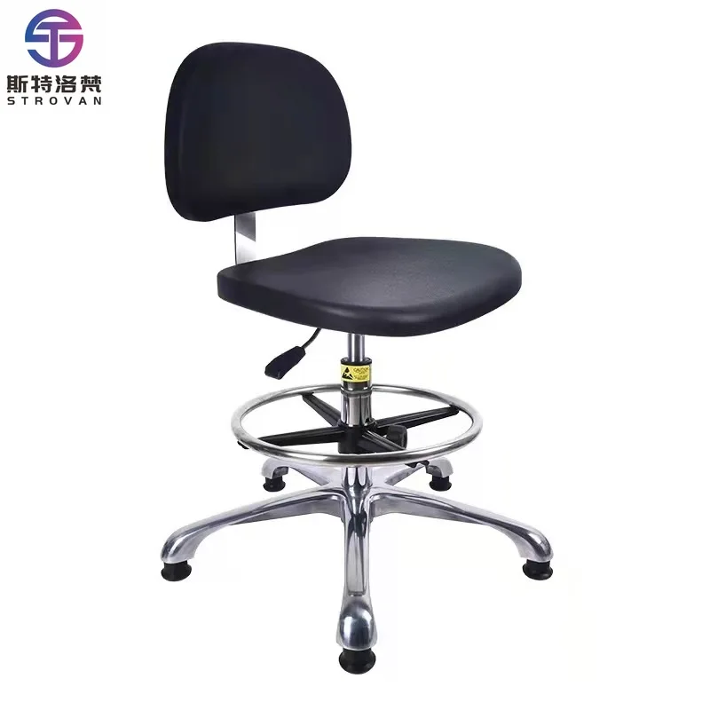 AntiStatic Lab Barstool Chair High Reclining Function Adjustable Metal Stool for Hospital Office Swivel Seat