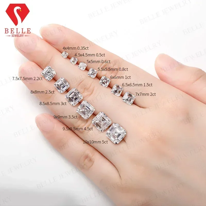 

Moissanite Stones New Promotion Hot Sale Brilliant Asscher Cut D White All Sizes Moissanite VVS1 GRA Certificated Diamond Beads