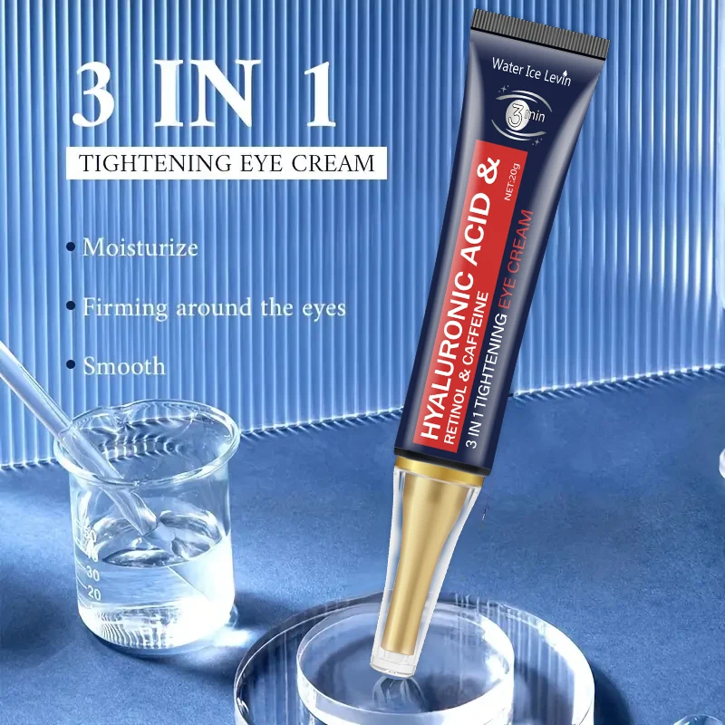 Crema de ojos con cafeína y retinol con ácido hialurónico: fórmula hidratante antialérgica, desvanece las ojeras, hinchazón y líneas finas