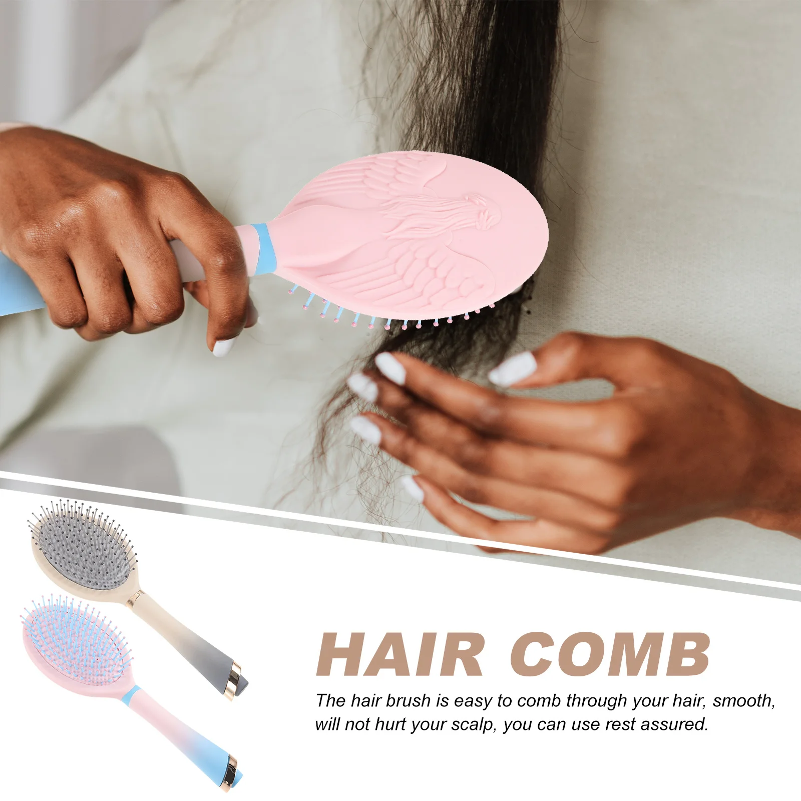 

2 Pcs Oval Comb Styling Brush Hair Detangler Paddle Women Plastic Combs for Travel