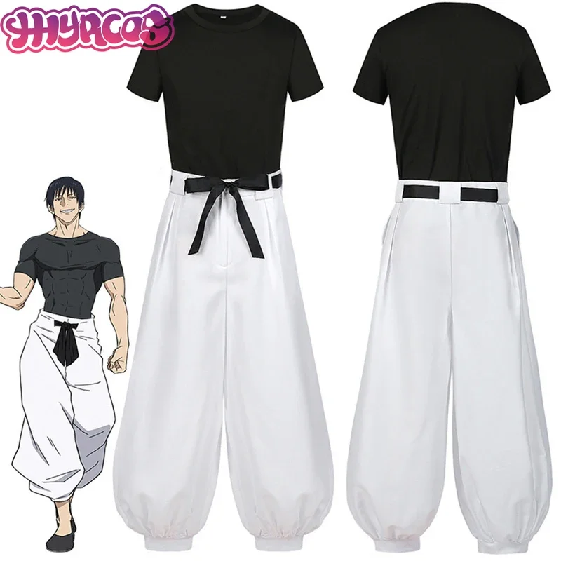 Anime Jujutsu Fushiguro Toji Cosplay Costume Kaisen Toji Cos Wigs Hairs Uniform Party For Adult Unisex Halloween Top Pants Suits