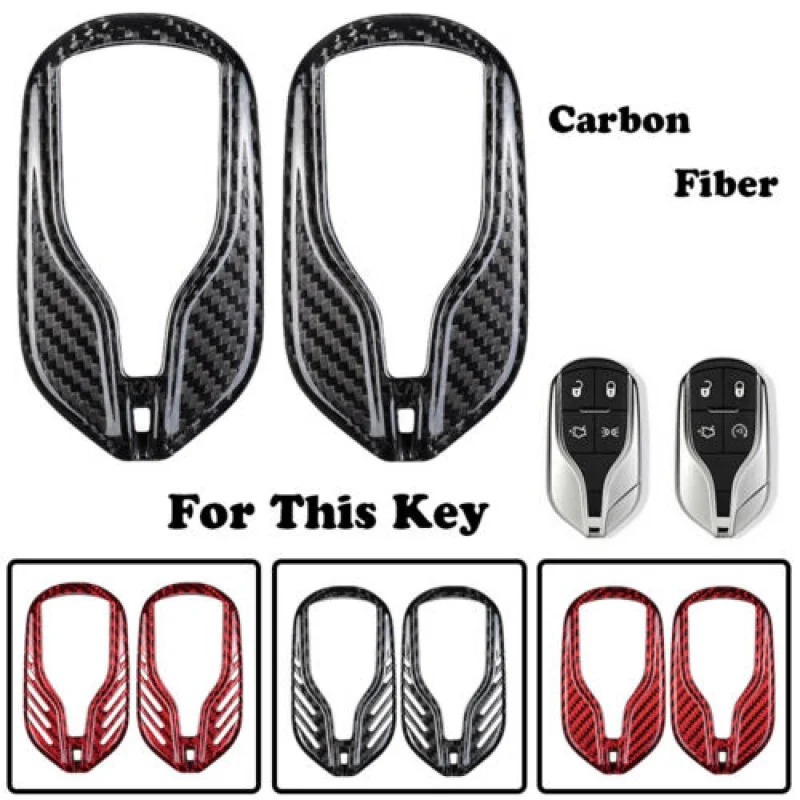حقيبة غطاء مفتاح السيارة من ألياف الكربون A+ لمازيراتي ليفانتي جيبلي كواتروبورتي #1