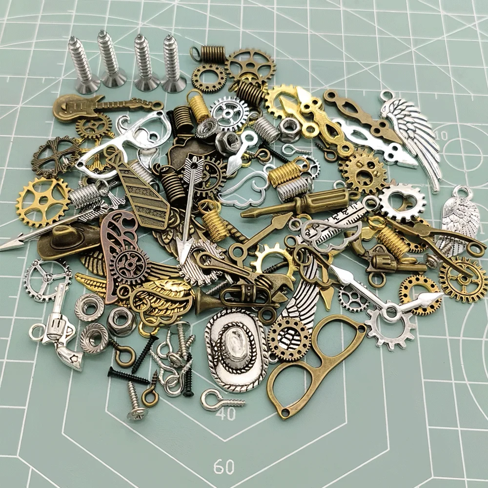 Accessori per orologi Puntatore per ingranaggi a vite a vento a vapore punk fai-da-te, costruzione di materiali punk con ciondolo per collana portachiavi