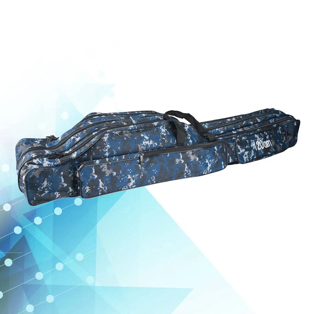 

Waterproof Canvas Rod Bag 3 Compartments 2 Pouches Spacious Storage Rubber Bottom Protection Durable Fishing Tackle Gear Case